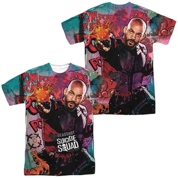 Suicide Squad Deadshot Psychedelic Cartoon Mens Sublimated Tee 1