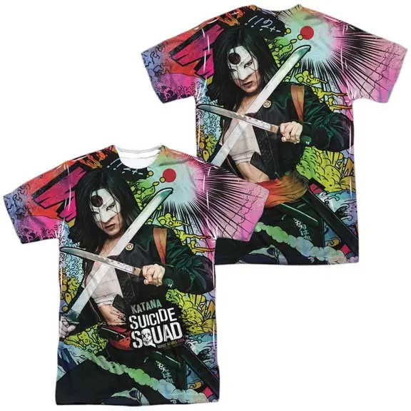Suicide Squad Katana Psychedelic Cartoon Mens Sublimated Tee 1