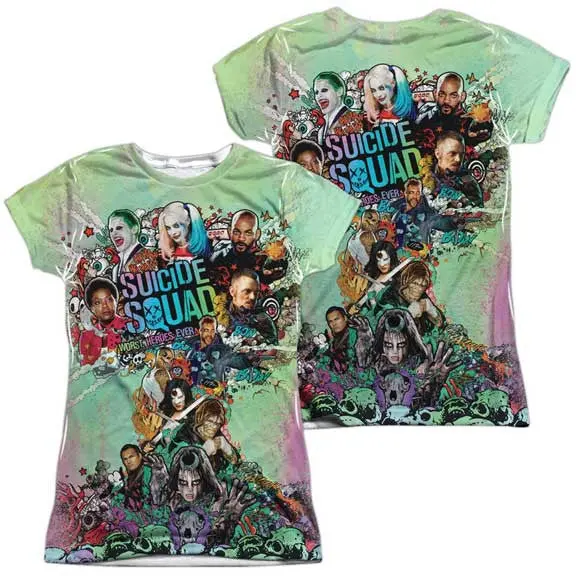 Suicide Squad Psychedelic Cartoon (Front Back Print) Juniors Sublimation Shirt 1