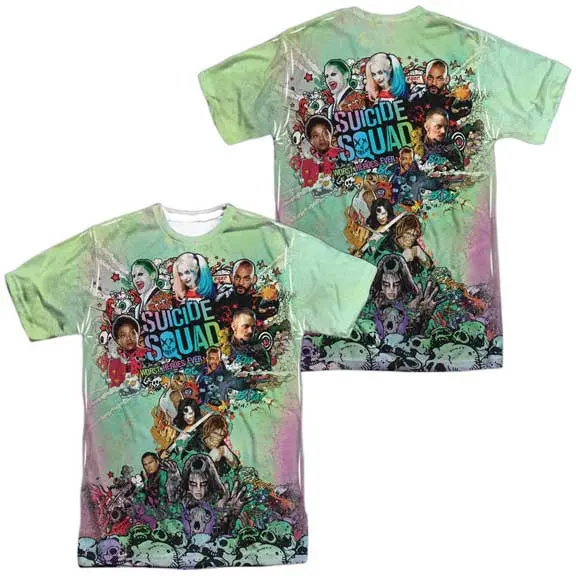Suicide Squad Psychedelic Cartoon Mens Sublimated Tee Poly/Cotton Blend (65/35) 1