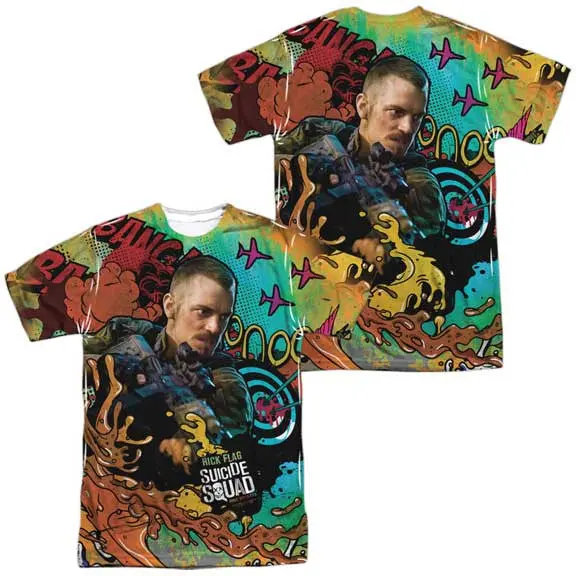 Suicide Squad Rick Flag Psychedelic Cartoon Mens Sublimated Tee 1