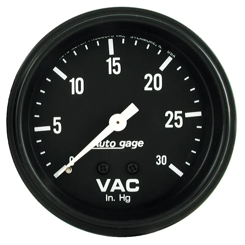 Autometer 2-5/8" Mechanical Vacuum Gauge – 30 Inhg Range, Black Autogage Design 1