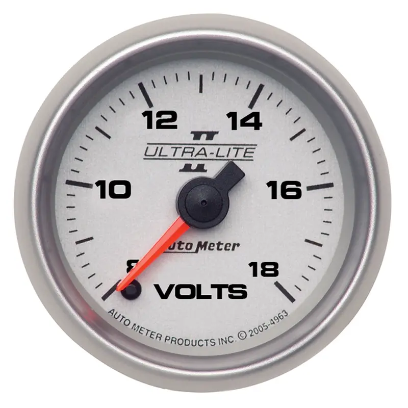 Autometer Ultra-Lite Ii Digital Voltmeter – 2-1/16", 18V Range, Stepper Motor Gauge 4991 1