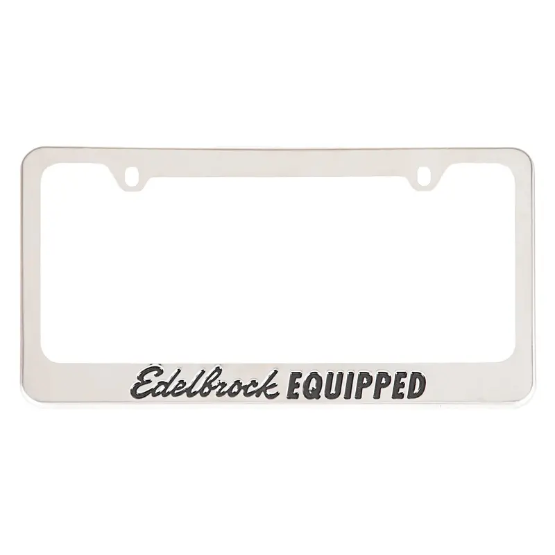 Edelbrock Chrome Steel License Plate Frame – Model #189148, Direct-Fit Design 1