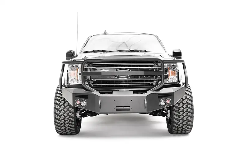 Fab Fours Ff18-H4550-1 Two-Tone Black Powder-Coated Winch Bumper With Full Skid Guard 1