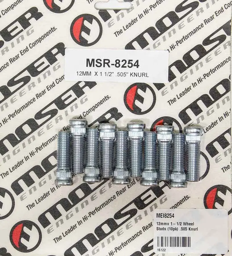 Moser Engineering 8254 12Mm × 1.5" Wheel Studs – 10-Pack, .505" Knurl Diameter 1