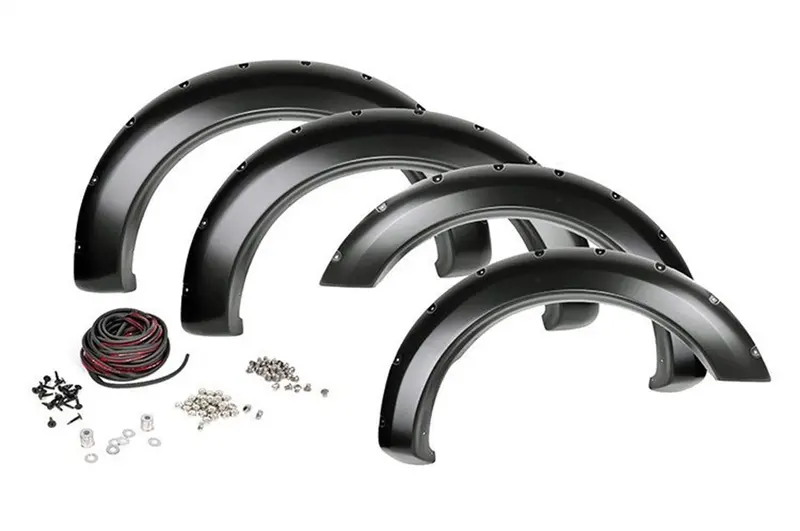 Rough Country F-F11811N Raw-Finish Pocket Fender Flares With Rivets For 2018–2019 Ford F-150 1