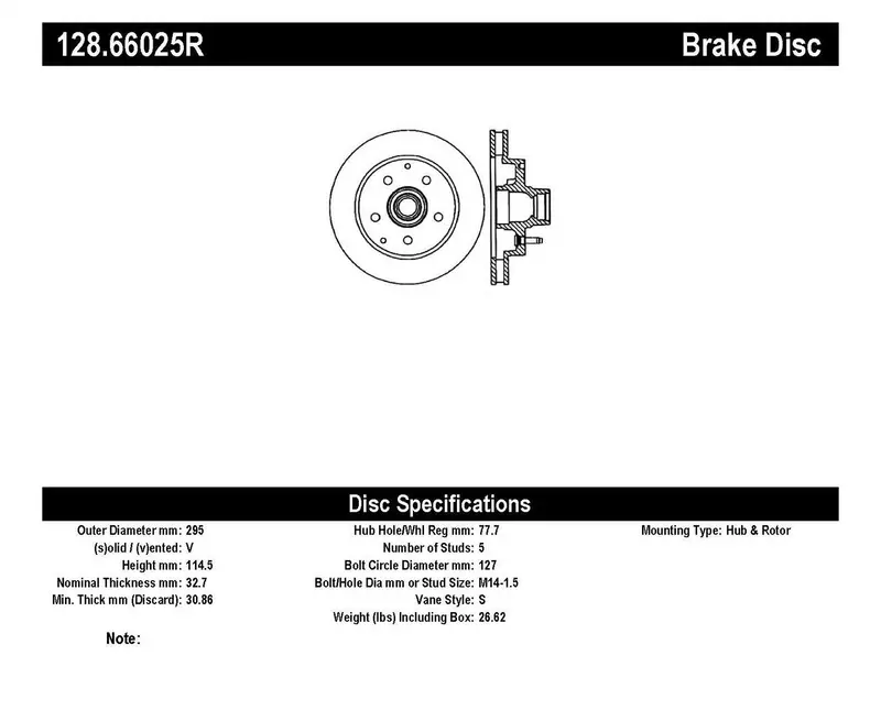 Stoptech 128.66025R Front Right Cross-Drilled Sport Brake Rotor 1