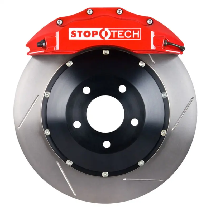 Stoptech 83.838.6700.71 Big Brake Kit – Front, Red Calipers, Drilled Two-Piece Rotors 1