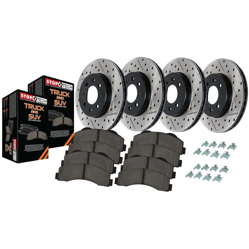 Stoptech 968.47002 Axle Pack – 4-Wheel Slotted & Drilled Rotors 1