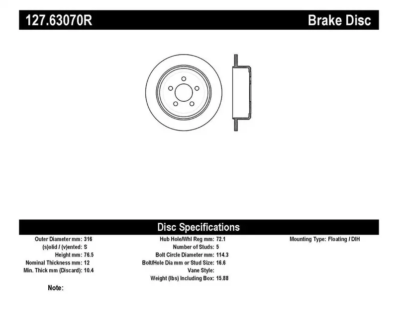 Stoptech Rear Right Drilled & Slotted Sport Brake Rotor – Model 127.63070R 1