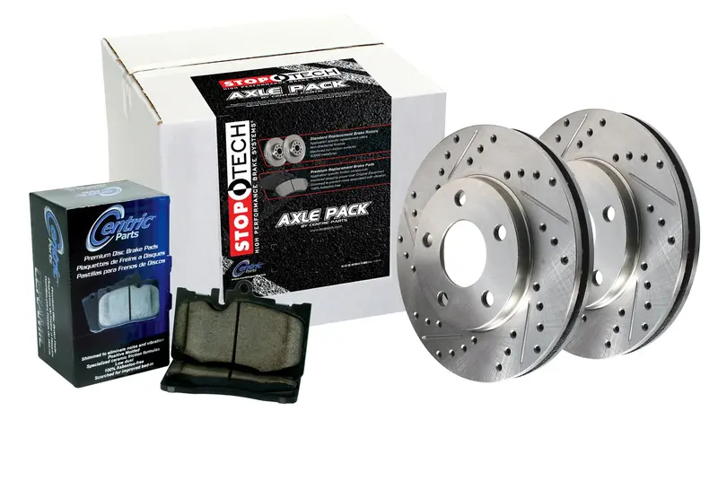 Stoptech Sport Axle Pack – 4-Wheel Slotted & Drilled Brake Kit With Stainless Lines 1