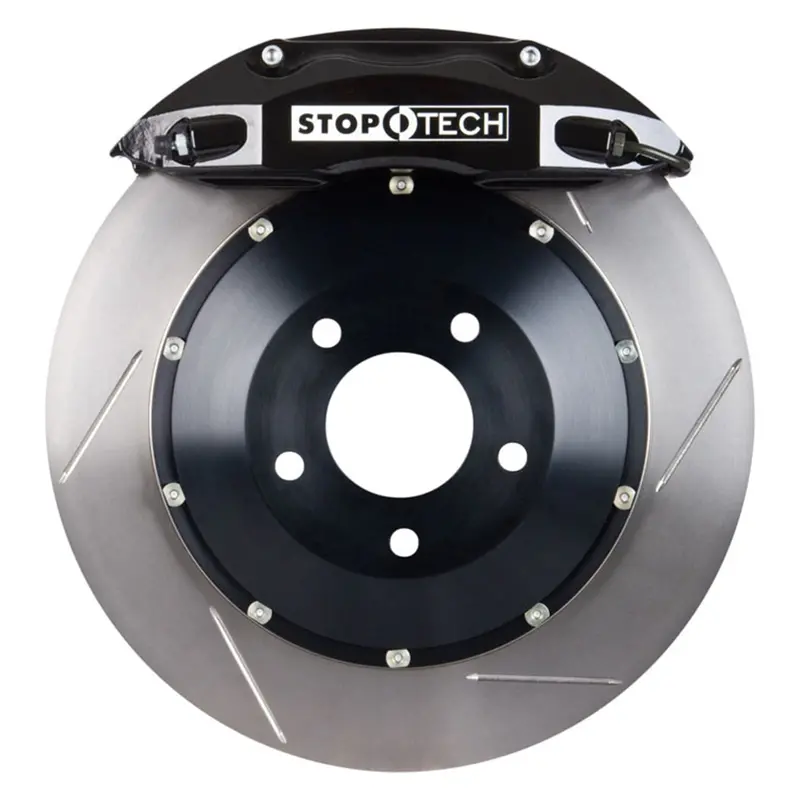 Stoptech St-60 Big Brake Kit – Front Slotted Two-Piece Rotors With Black Calipers 1